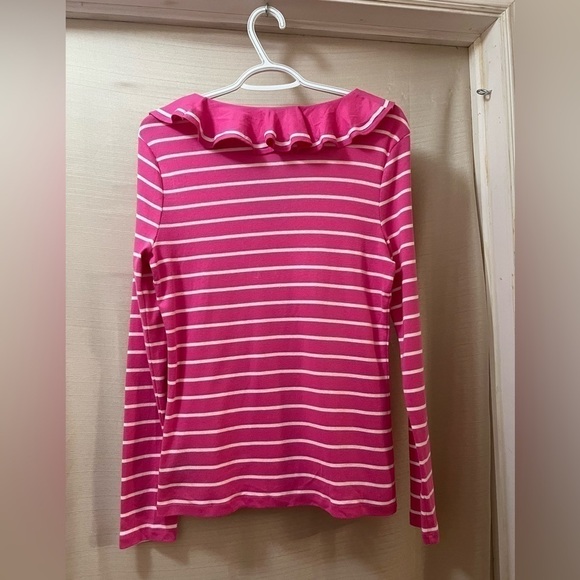 ⚫️ BOGO Pink and white striped Lauren Ralph Lauren women’s ruffled top size m - Picture 6 of 7